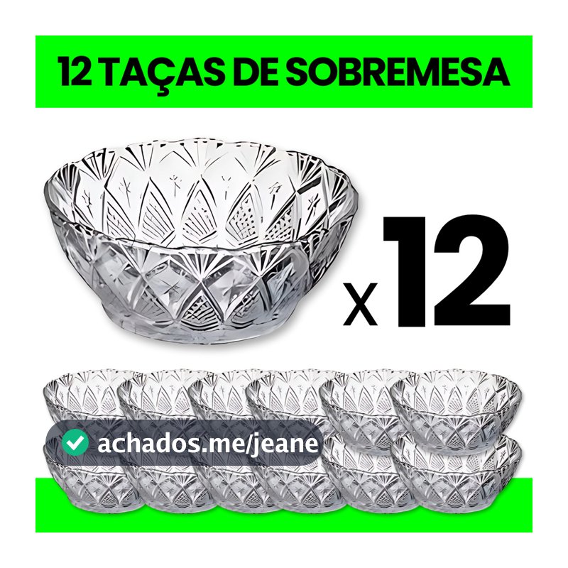 Jogo 12Taças de Vidro para Sobremesa 150ml - Primeira Linha