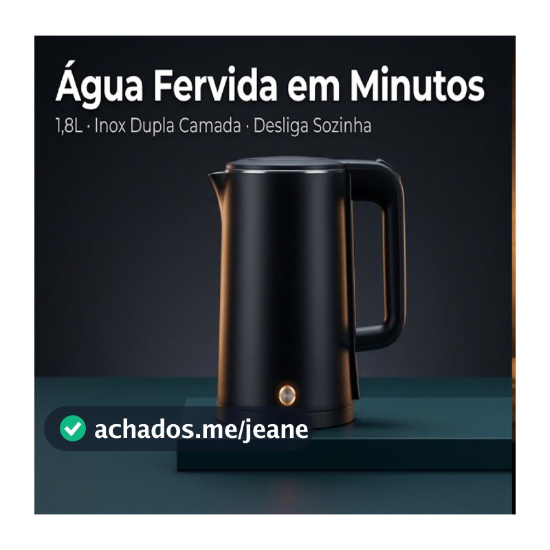 Chaleira Elétrica Preta Aroma 1000W Agratto 1,8L Inox Desliga Sozinha Inox Dupla Camada Potente 127v