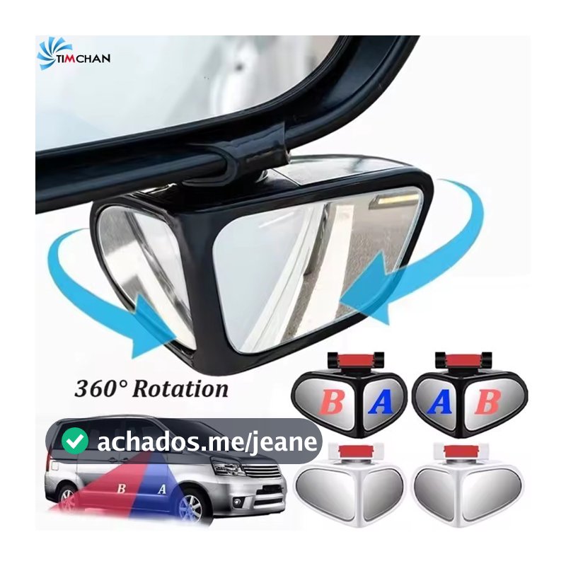 [Brilhante] Mini Carro 1/2 Unidades 360 ° Espelho De Ponto Cego Ajustável-Circular Grande Angular Externo Automático À P