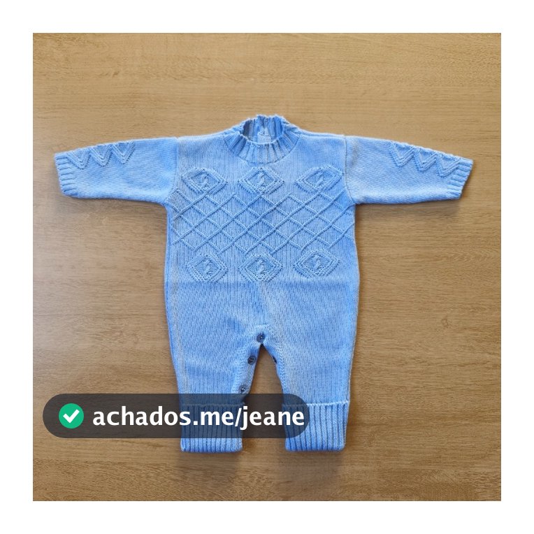 Macacão Losango Bebê Trico RN Vira Pezinho Menina e Menino Saída Maternidade