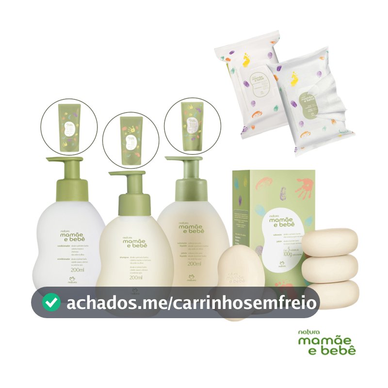 Linha Mamãe e Bebê Natura: Shampoo, Condicionador, Sabonete Líquido/Barra, Saboneteira ou Lenços Umedecidos