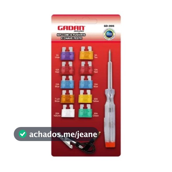 Kit De Fusível Para Carro Com 10 Fusíveis Com Chave teste 12v