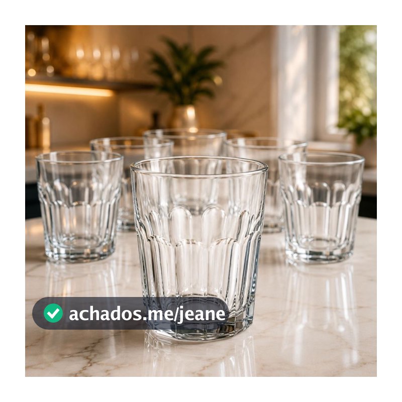 Jogo de Copos de Vidro 350ml Kit Água Suco Drink Refrigerante - Mesa Posta Cozinha
