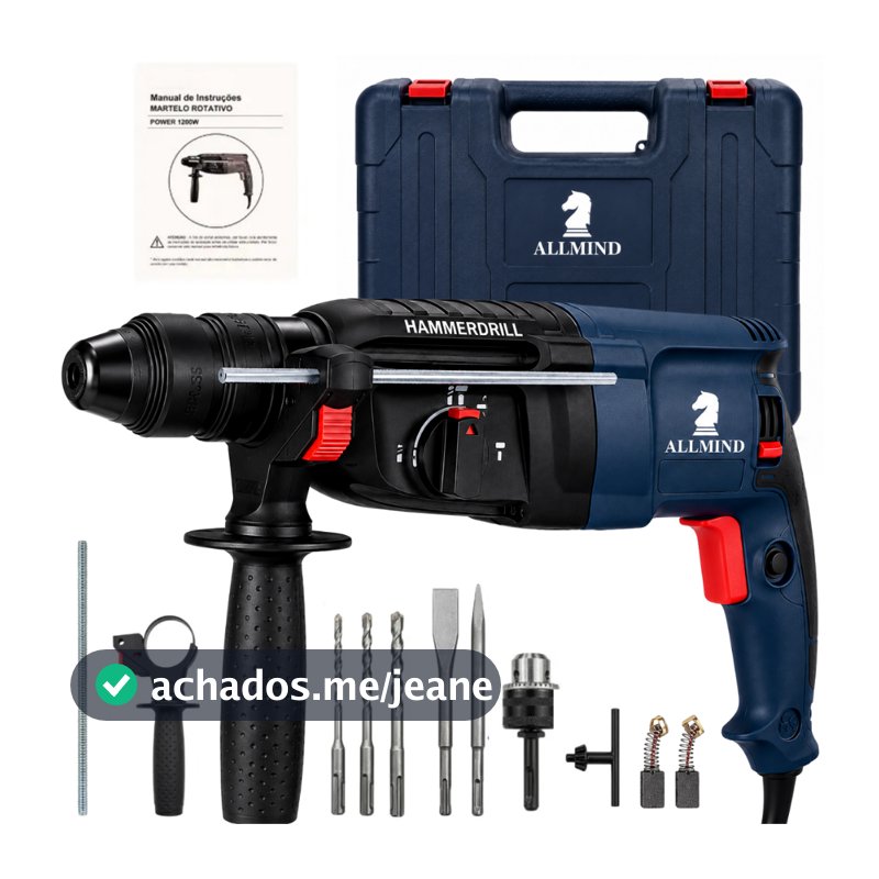 Martelete 5kg Furadeira de Impacto 1200w Rompedor Demolidor Profissional Com Acessorios
