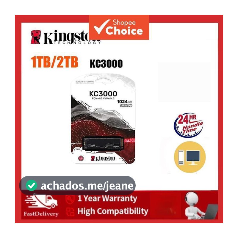 Kingston KC3000 SSD NVMe 2280 512GB 1024GB 2048GB M.2 2280 PCIe 4.0 Disco de Estado Sólido Para PC