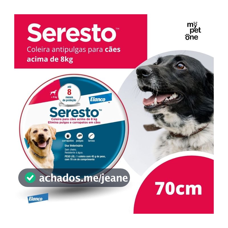 Coleira Seresto Elanco Antipulgas e Carrapatos para Cães Acima de 8kg