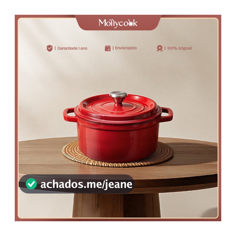 Mollycook Panela Antiaderente Caçarola Ferro Fundido Esmaltado Fogão Indução Para Cozinhar 22/24/26cm