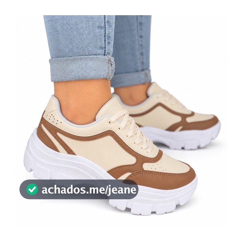 Tênis Chunky Feminino Branco Off White Plataforma Casual Confortável