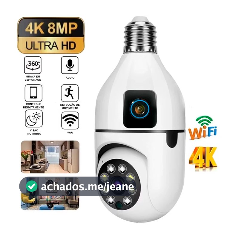 Câmeras de Segurança Wi-Fi Smart 360°: Modelos A8, A8-Yoosee, A8-ICSEE, Lâmpada e Lâmpada Dupla