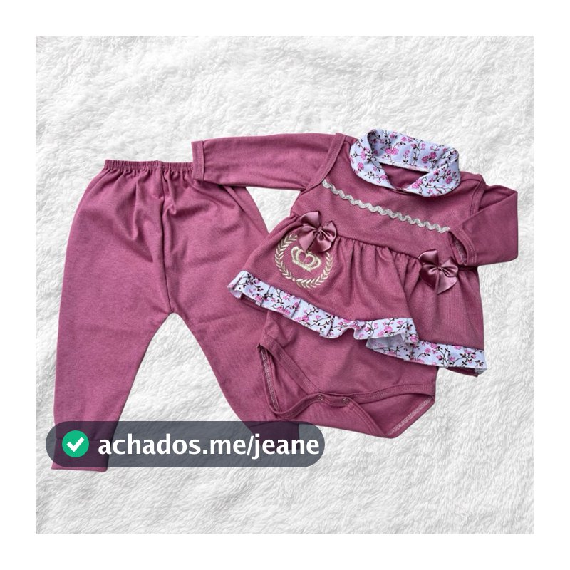 Conjunto Pagão Feminino 3 peças Roupa de Bebê 100% Algodão