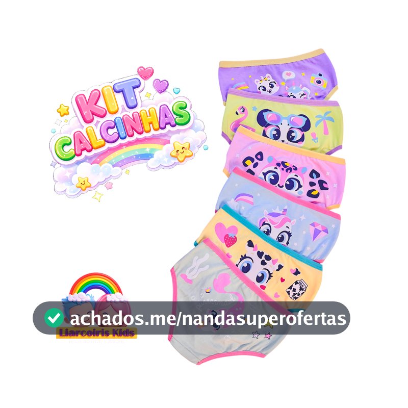Kit 2, 3 ou 5 Calcinhas Infantis Menina em Cotton  Estampadas Cintura Alta | Forro 100% Algodão, Confortáveis Desfralde