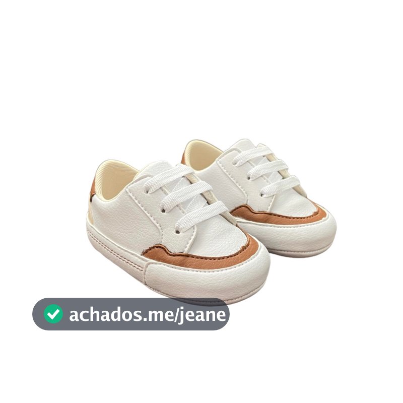 Sapatinho de bebê menina e menino Tênis cano baixo Marrom/Palha