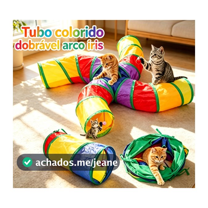Brinquedo Para Pets Túnel Labirinto Para Gatos Colorido Longo/Curto