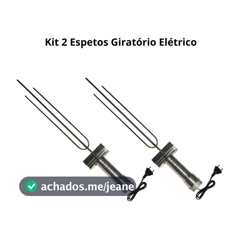 Kit 2 Espetos Giratório Elétrico Churrasco com Base Inox Flex Qualidade Premium