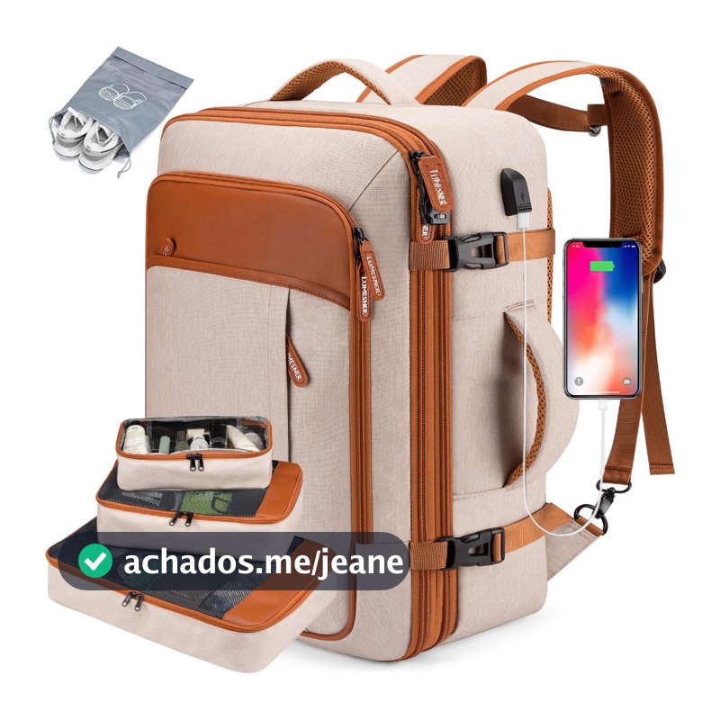 Mochila De Viagem 4 Em 1 Grande Mochila  E Feminina À Prova D'água Reforçada Expansível
