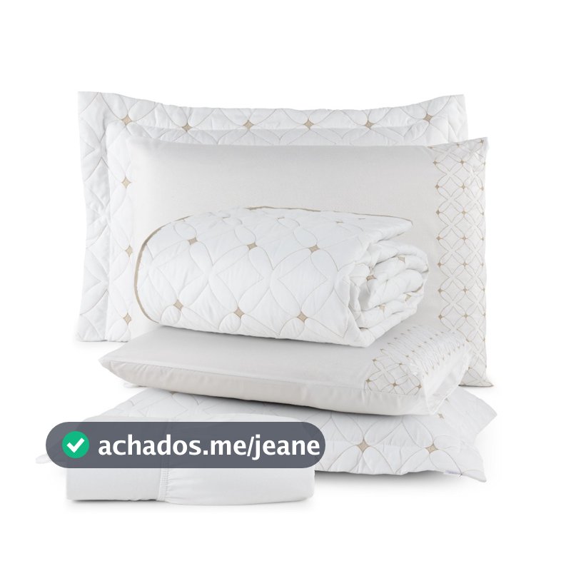 Kit Completo 6 Peças Cobre Leito e Lençol 200 Fios Acetinado Bordado Luxo Ideale