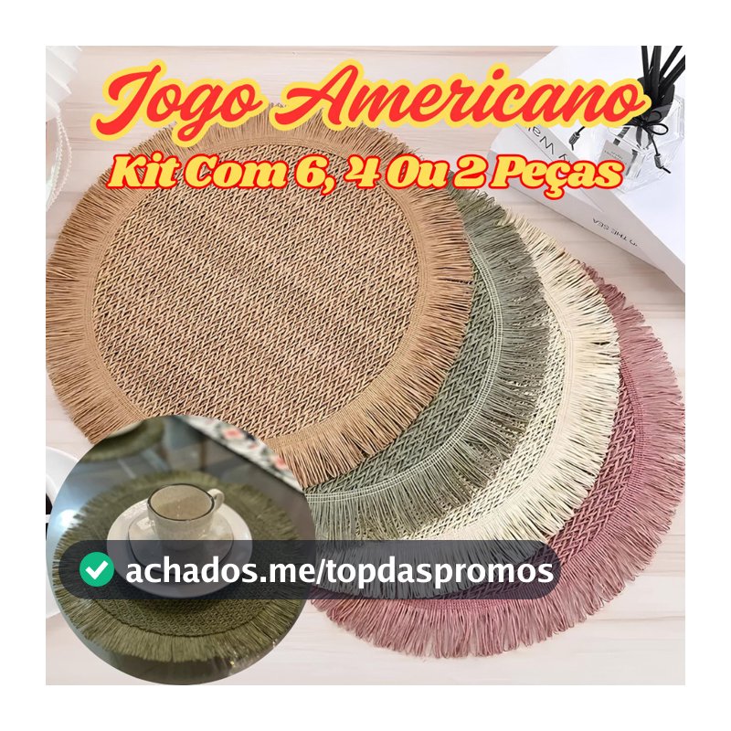 Jogo Americano Descanso De Mesa Jantar Kit Com 6 4 Ou 2 Peças 38Cm Flexível Elegante E Rústico