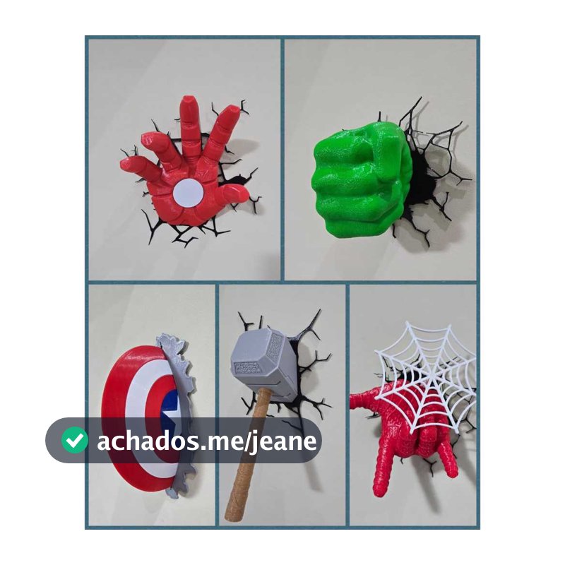 Punho Hulk Martelo Thor Mão DO Homem DE Ferro Escudo Capitão América Decorativo DE Parede