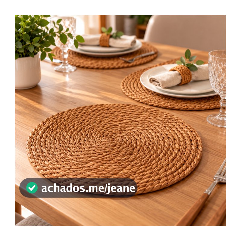 Sousplat Supla Fibra Natural Taboa 38cm Redondo Artesanal para Mesa Posta