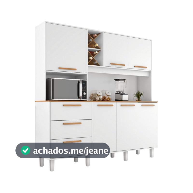 Armário de Cozinha Completa com Adega 6 Portas 3 Gavetas Milão