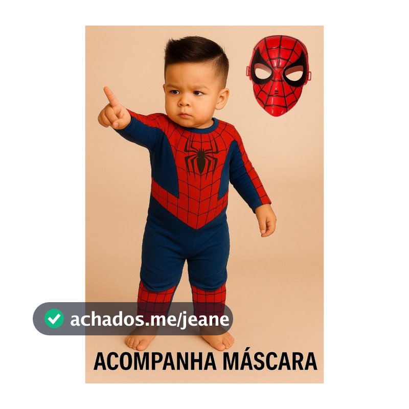FANTASIA INFANTIL HOMEM ARANHA COM ENCHIMENTO E MÁSCARA