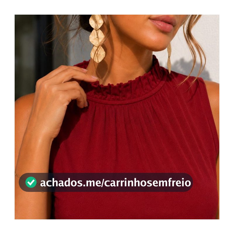 Blusa Regata Feminina Social Duna Gola Alta Elegante Casual