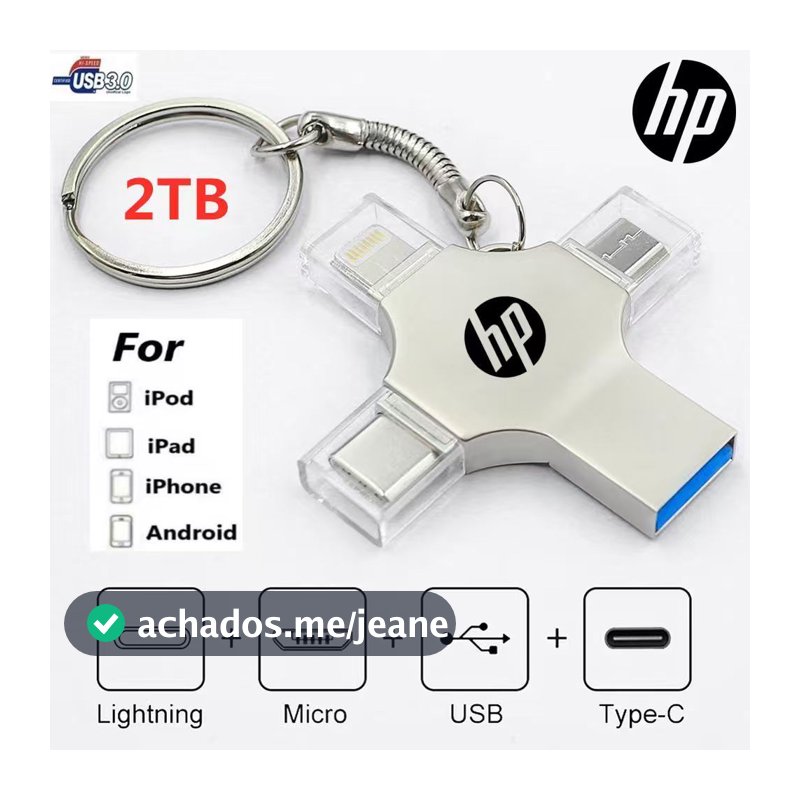 2TB 4-in-1 1TB flash drive USB 3.0 Memory Stick OTG Pendrive Fast Speed Type-C For i/O/S/Tablet/Android/Smartphone/PC
