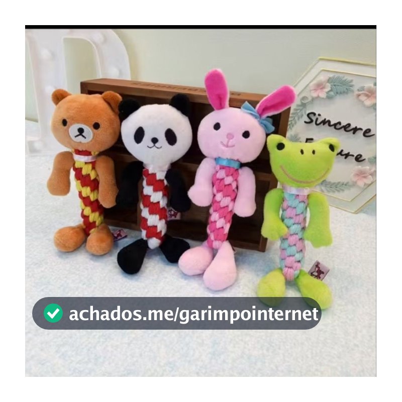 Brinquedo mordedor de pelúcia com corda para cachorros Pets Cães de estimação ideal para Porte Pequeno e Médio
