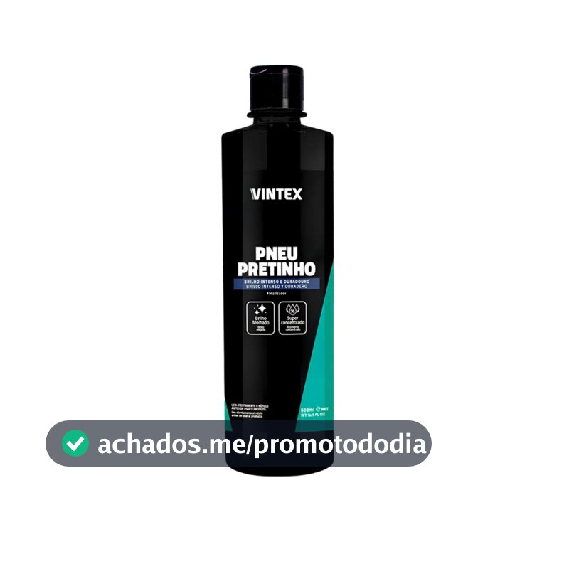 Pneu Pretinho Brilho Intenso Vintexx 500 ml + Pincel de detalhamento