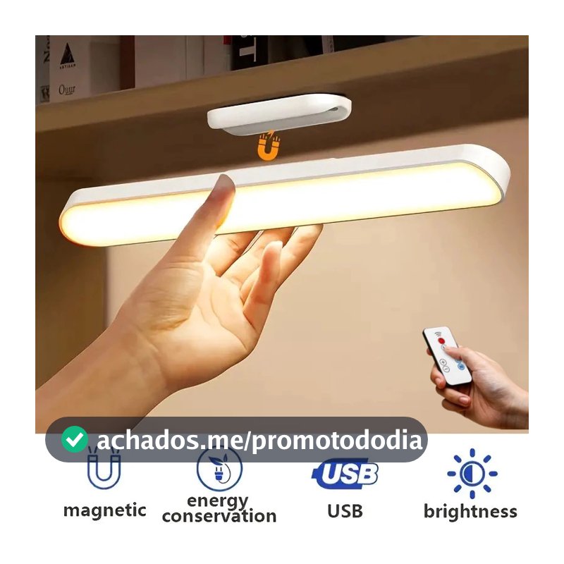 Luminária De Led Sobrepor Bastão Recarregável Sem Fio Com Suporte Magnético E Touch 3 cores com Controle Remoto