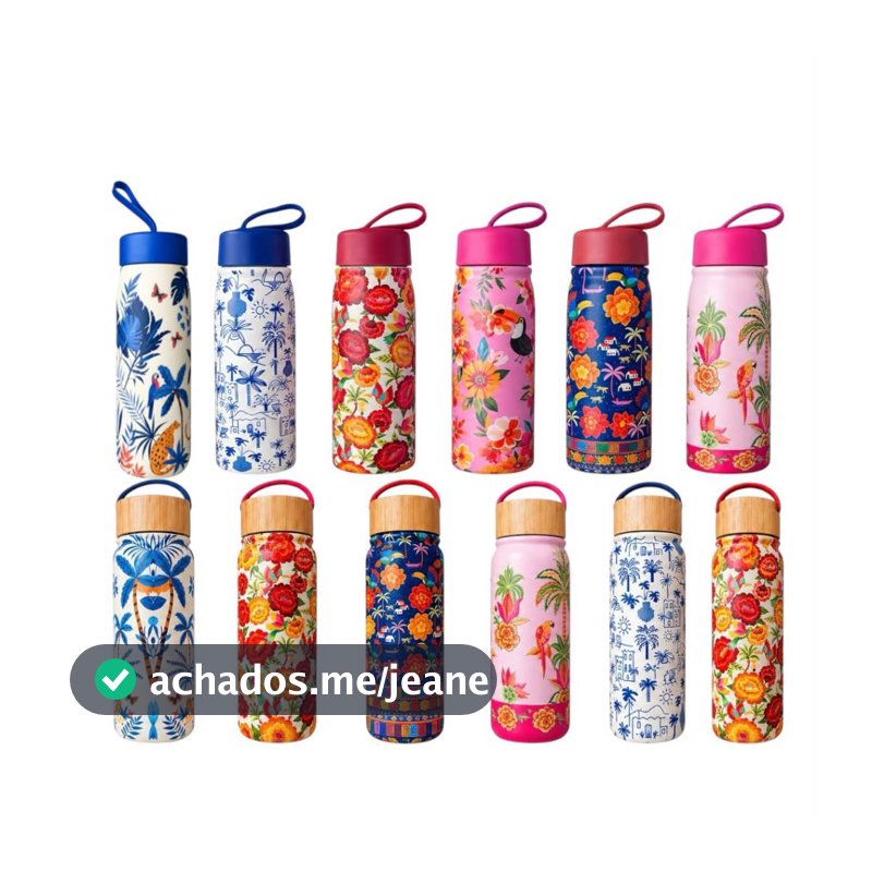Garrafa Térmica Para Agua Aço Inox Estampada  600ml Academia Fitnes
