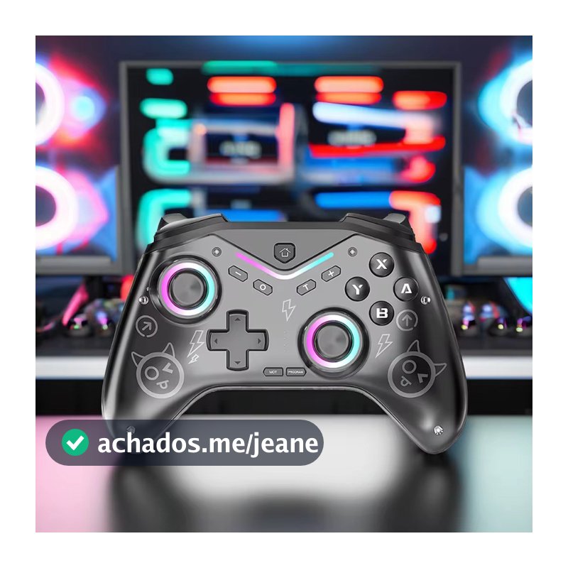 Controle Gamepad Sem Fio RGB Para PC iOS Android Com Vibração e Sensor de Giro KP-GM044