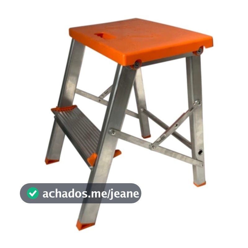 Escada banqueta de alumínio 1 degrau + patamar BAQ002 - Ágata