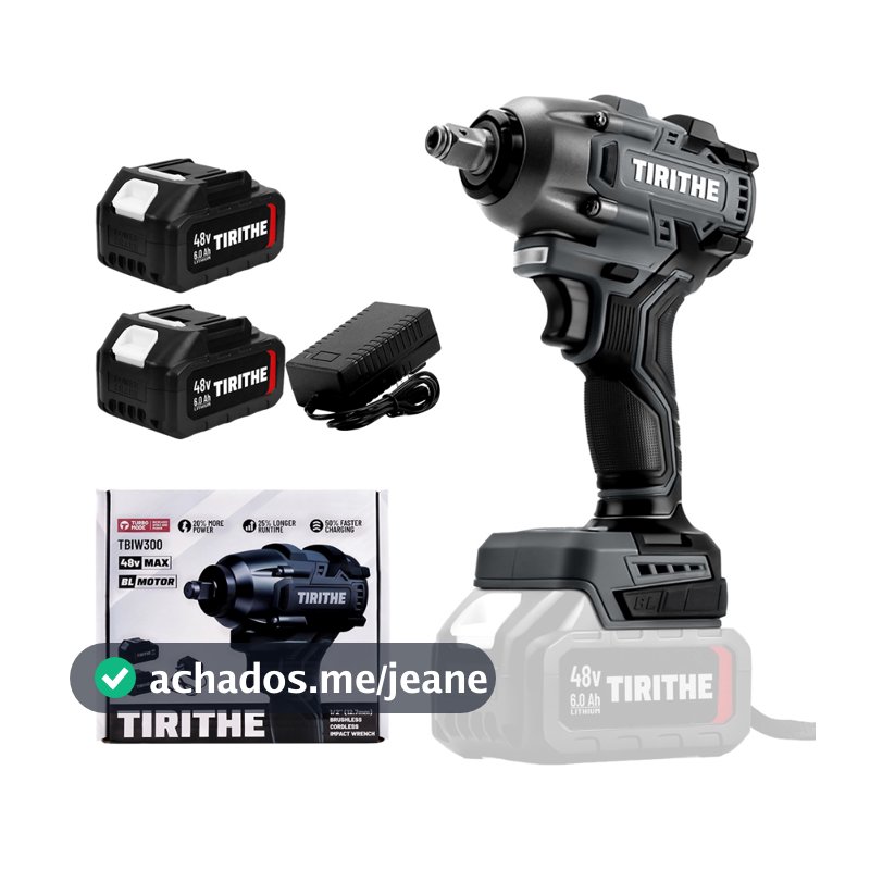 Chave De Impacto Brushless 500nm 48v Com 2 Baterias Portátil Sem Fio