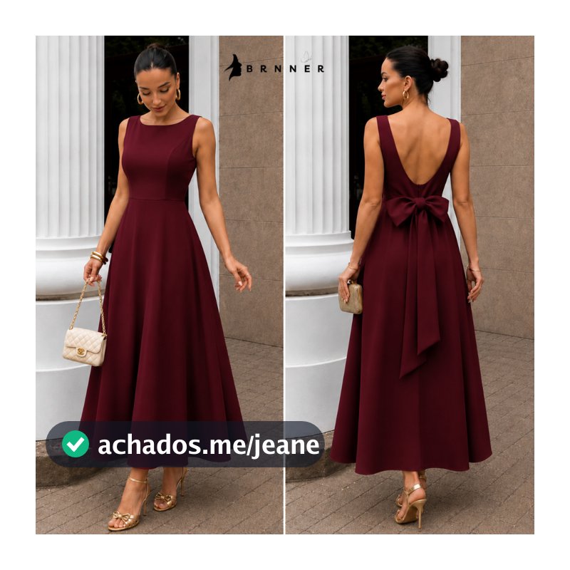 Vestido Longo Feminino Decote Canoa E Laço Nas Costas — Alfaiataria Romântica Elegante Ocasiões Especiais Formatura