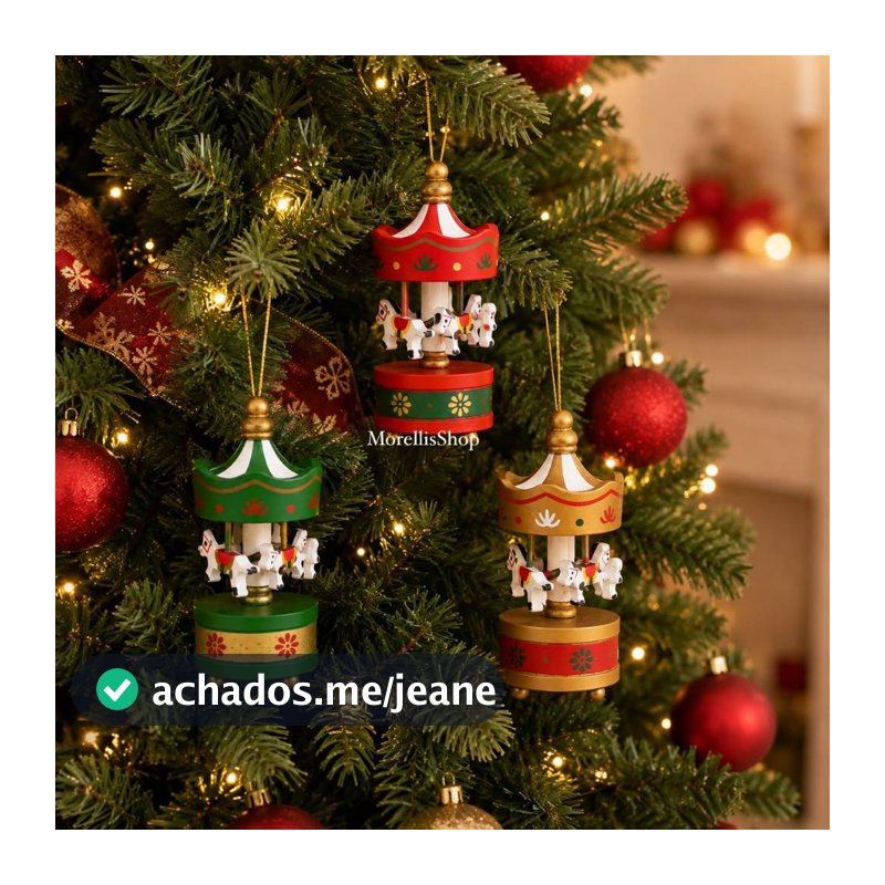 Enfeite De Natal Mini Carrossel De Madeira Decorativo Para Arvores de Natal Decoração
