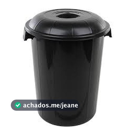 Lixeira Com  Tampa Preta Cesto Balde De Lixo Grande