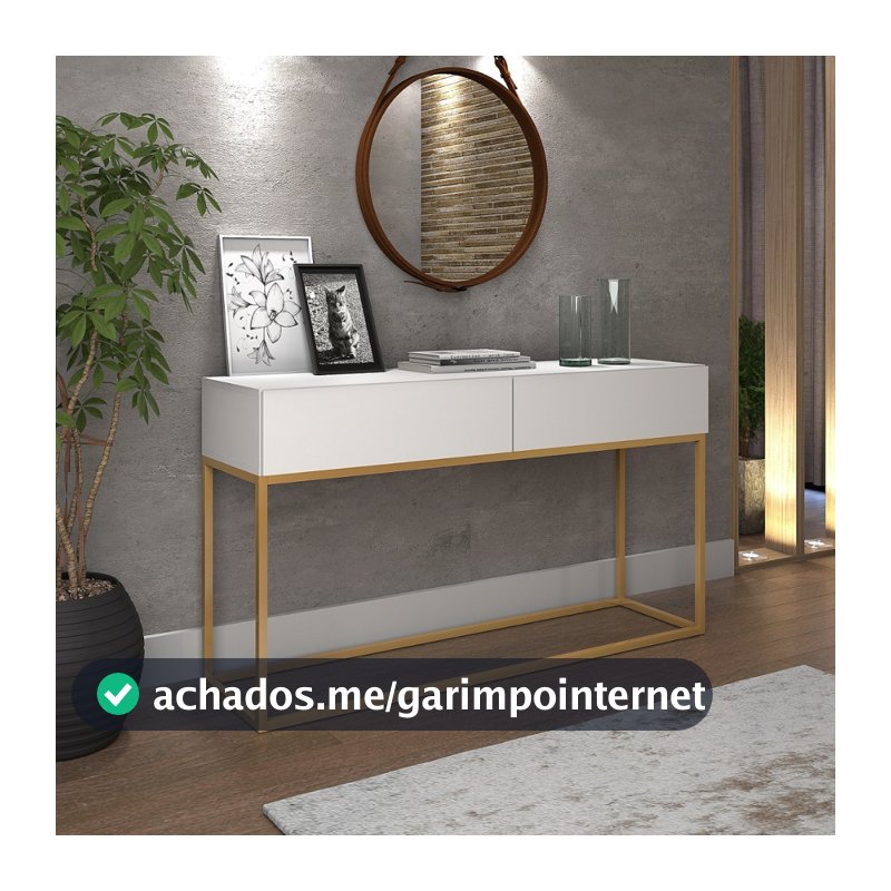 aparador buffet pés industrial dourado/ cobre com gaveta eros 1,10m sala cozinha e hall de entrada