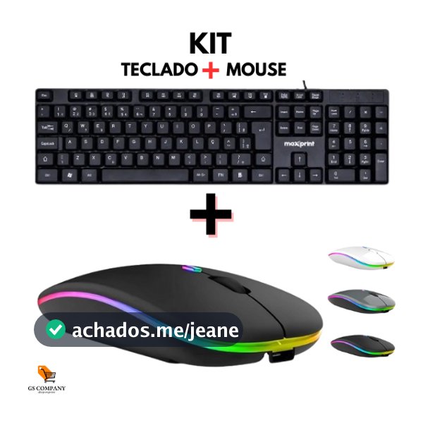 Kit Teclado USB + Mouse Sem Fio Bluetooth Ergonômico Compatível com PC e Notebook