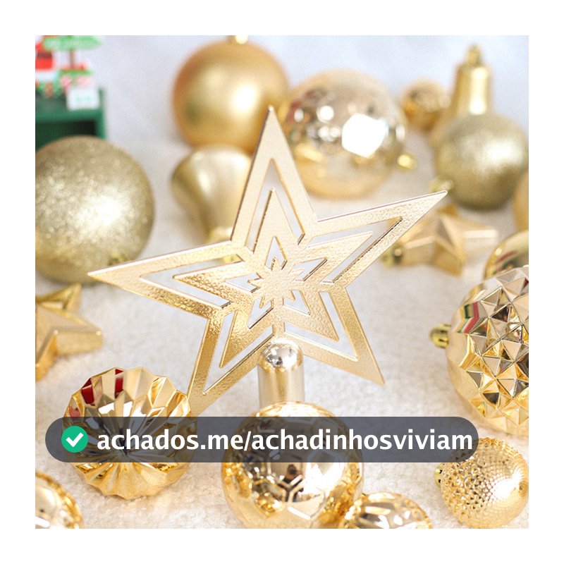 Ponteira Estrela Vazada 17cm para Árvore de Natal – Topo Decorativo Prata e Dourado
