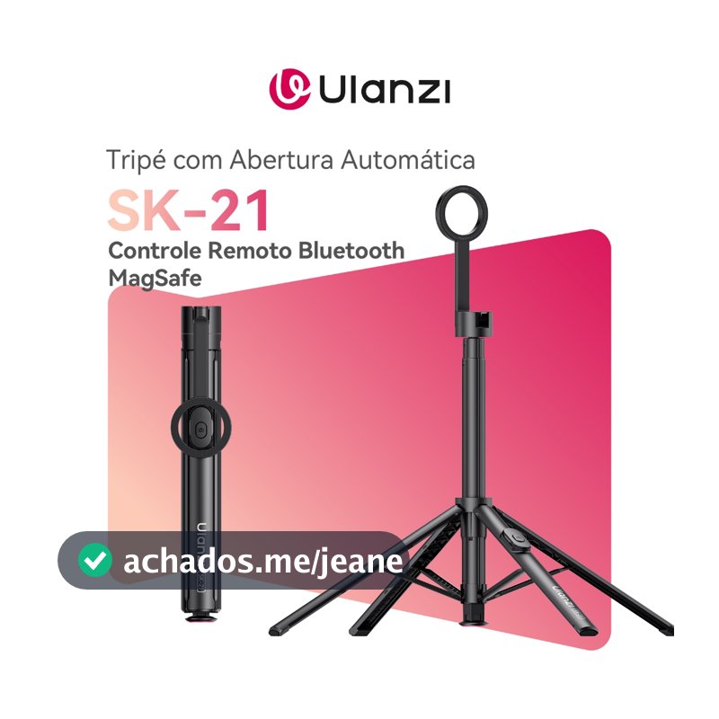ULANZI SK-21 Tripé Portátil com Abertura Automática para Celular MagSafe Controle Remoto Bluetooth