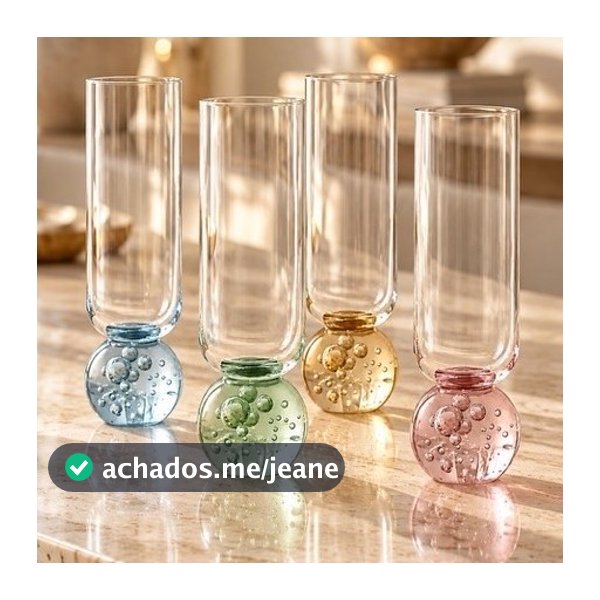 Kit 6 Taças de Champagne Bubble Sphere 300ml – Design Sofisticado em Vidro