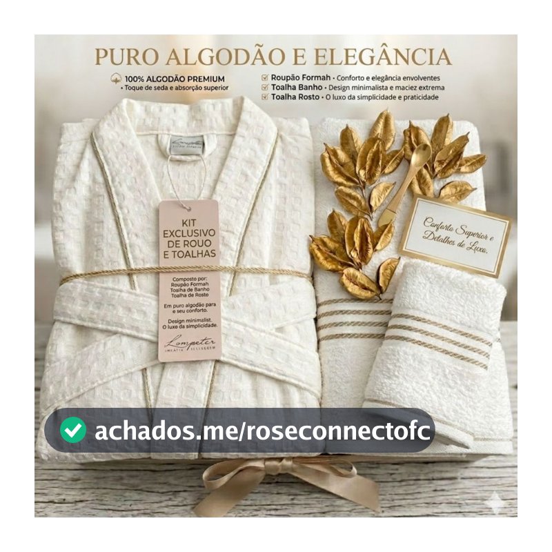 Kit Roupão + 2 Toalhas 100% Algodão (1 Banho + 1 Rosto + 1 Roupão) Unissex Toque Macio Envio Rápido