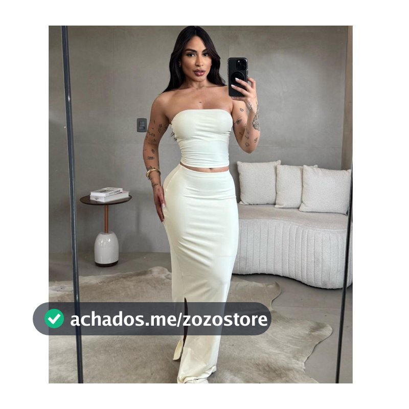 Conjunto Cropped Tomara que Caia + Saia Midi Fenda