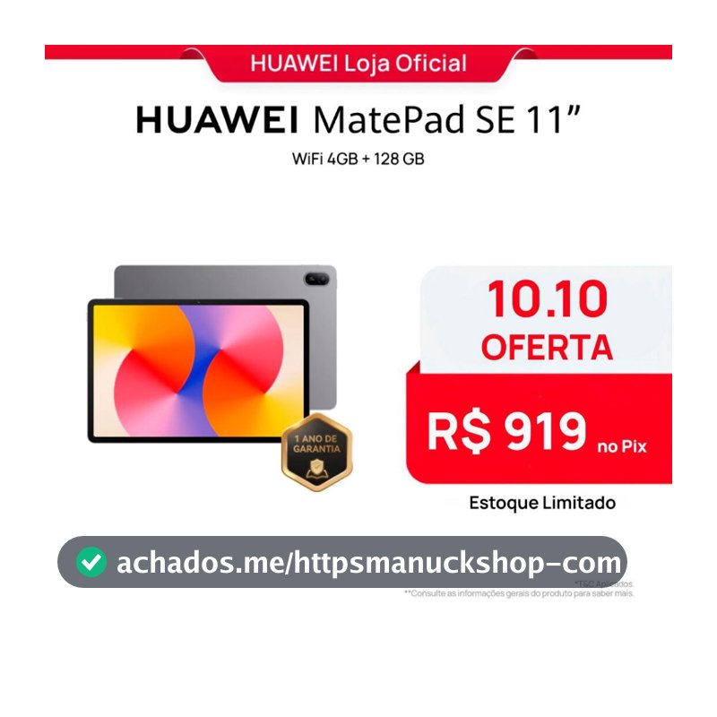 HUAWEI MatePad SE 11" | Tablet | Design de Corpo Único em Metal | 7700 mAh + Superbateria de 22,5 W