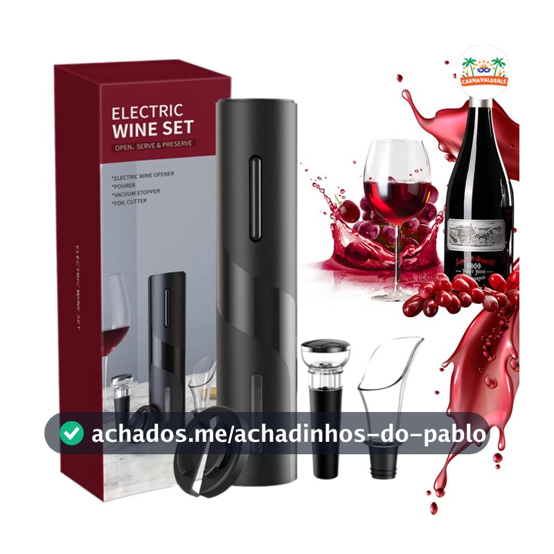 Abridor De Vinho Elétrico Automático Saca Rolha A Pilha Utilidade Doméstica Presente