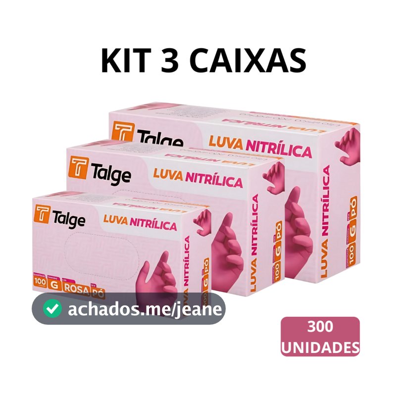 Kit Até 3 Caixas Luva Nitrílica Rosa Pink Sem Pó Descartável 100 a 300 Unidades Uso Diário