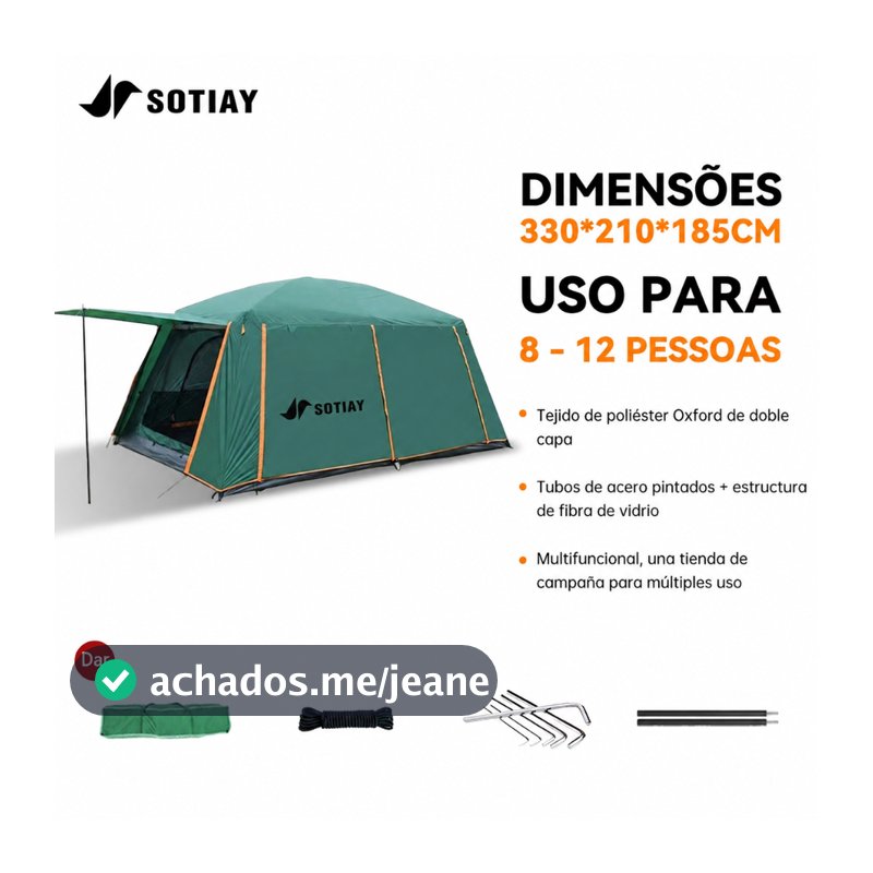 Sotiay Barraca Camping Acampamento Impermeavel 4000mm Barraca Familiar Grande 330/380cm