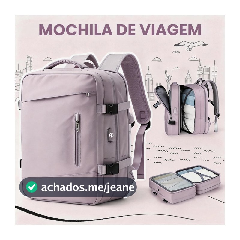 Mochila Viagem Feminina Multifuncional Reforçada Impermeável Expansível para Trilha Esportiva