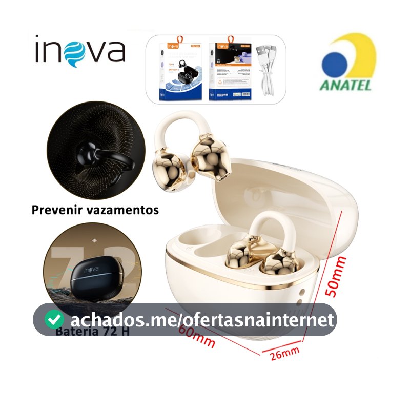 INOVA Fone De Ouvido Bluetooth 5.4 Toque DE Impressão Digital 72H Autonomia ANC Cancelando Ruído